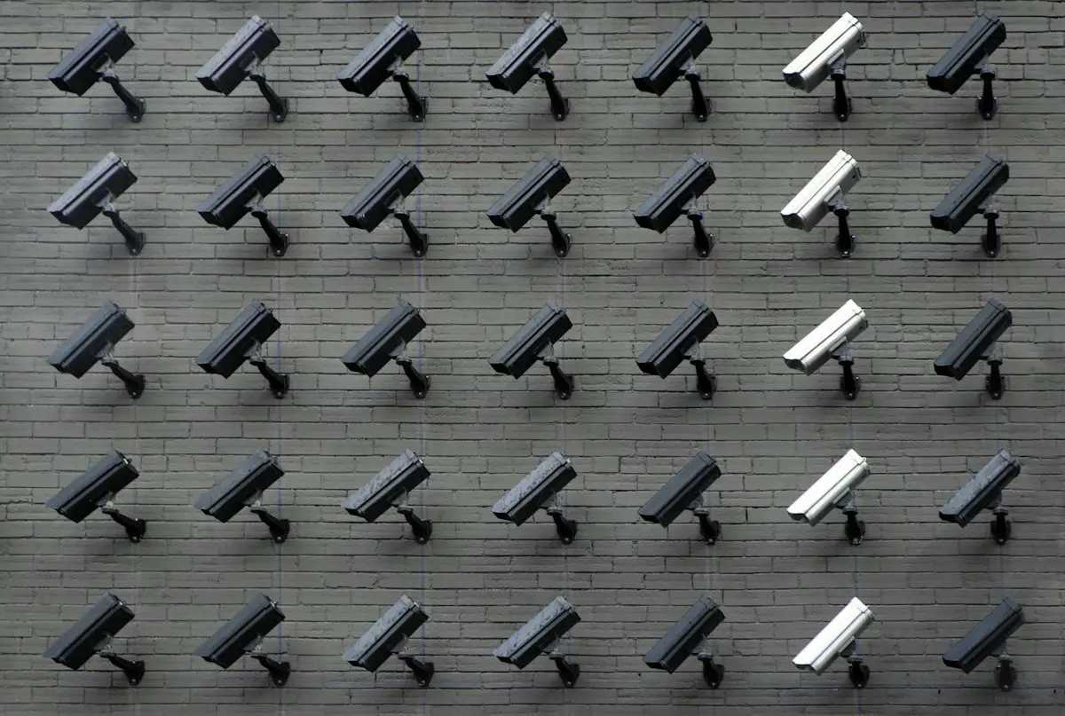 Rows of security cameras