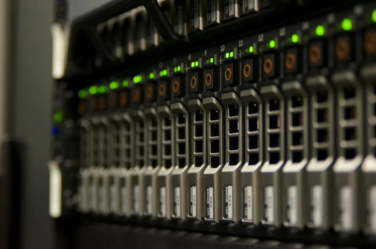 Server rack with status lights